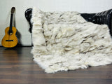 Real Fox Fur Blanket Throw • Housewarming Gift Sofa Cover n Bedspread •  Handmade Genuine Fur