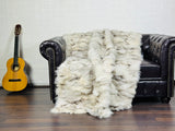 Real Fox Fur Blanket Throw • Housewarming Gift Sofa Cover n Bedspread •  Handmade Genuine Fur