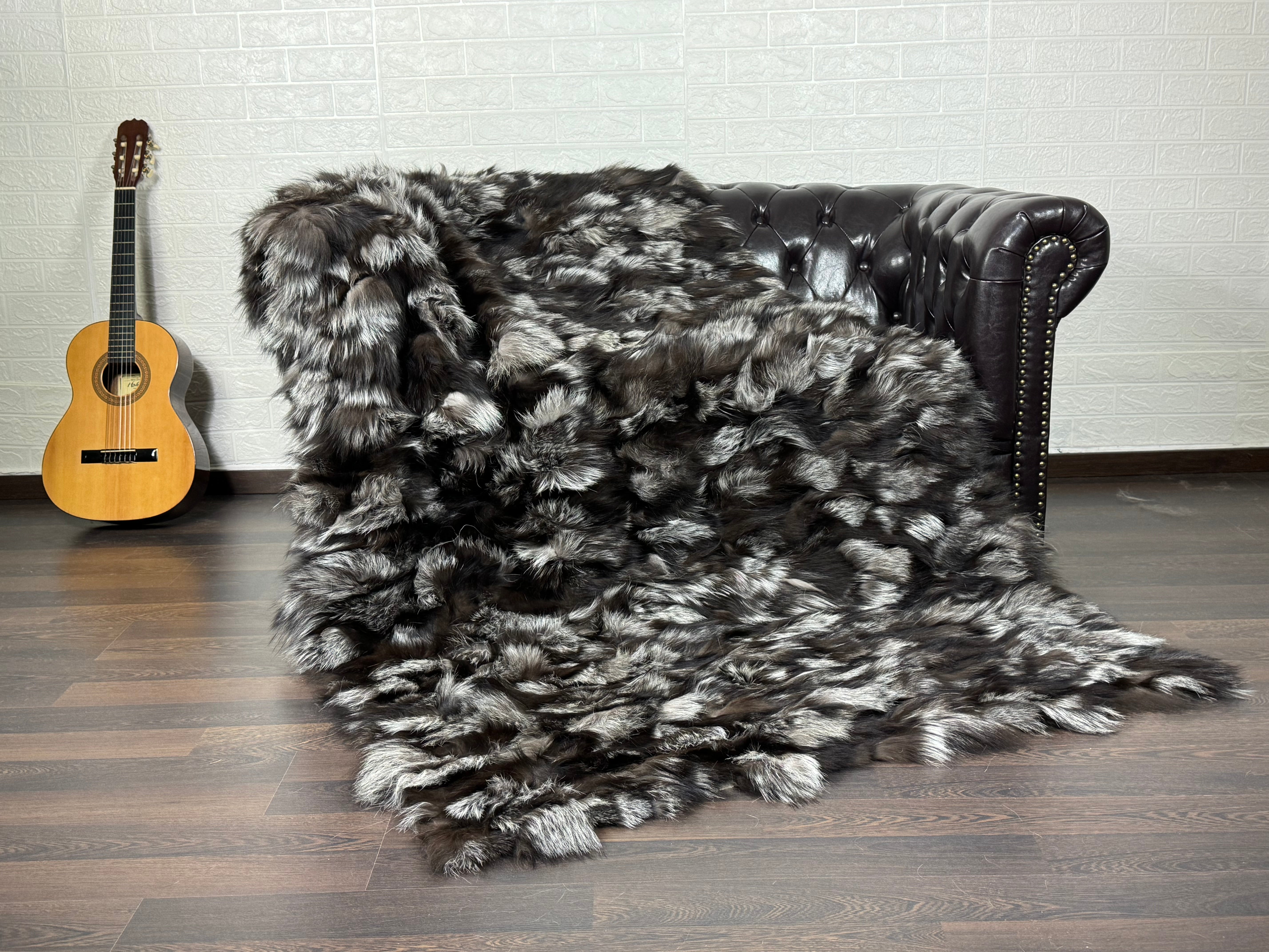 Real fox fur blanket hot sale