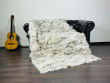 Real Fox Fur Blanket Throw • Housewarming Gift Sofa Cover n Bedspread •  Handmade Genuine Fur