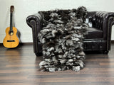 Real Silver Fox Fur Blanket Throw • Home Warmer Genuine Fur Blanket Throw • Housewarming gift • Vintage Fur Blanket Sofa Cover