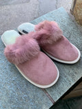 Fur Slippers for Women Pink, Genuine Leather, Sheepskin