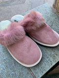 Fur Slippers for Women Pink, Genuine Leather, Sheepskin