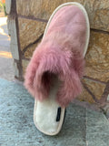 Fur Slippers for Women Pink, Genuine Leather, Sheepskin