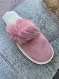 Fur Slippers for Women Pink, Genuine Leather, Sheepskin