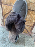 Fur Slippers for Women Gray, Genuine Leather, Sheepskin