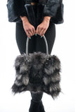 Fur bags, fur shoulder bag , silver fur bag