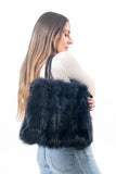 Fur bags, fur shoulder bag , blue fur bag