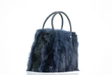 Fur bags, fur shoulder bag , blue fur bag