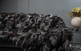 Real Silver Fox Fur Blanket Throw • Housewarming Gift Sofa Cover n Bedspread •  Handmade Genuine Fur