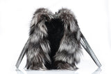 Fur bags, fur shoulder bag , silver fur bag