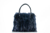 Fur bags, fur shoulder bag , blue fur bag