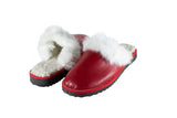 Fur Slippers for Women Red, Genuine Leather, Sheepskin