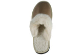 Fur Slippers for Women Camel, Genuine Leather, Sheepskin