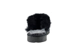 Fur Slippers for Women Black, Genuine Leather, Sheepskin