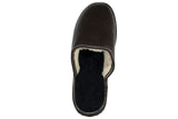 Fur Slippers for Men Brown, Genuine Leather, Sheepskin