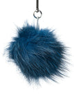 Blue Real Fox Fur Pom Pom Keychain - Handmade Fur Ball Keyrings For Car or House Keys & Bags | Women Accessories For Birthdays Gift