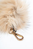 Beige Real Fox Fur Pom Pom Keychain - Handmade Fur Ball Keyrings For Car or House Keys & Bags | Women Accessories For Birthdays Gift