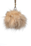 Beige Real Fox Fur Pom Pom Keychain - Handmade Fur Ball Keyrings For Car or House Keys & Bags | Women Accessories For Birthdays Gift