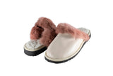 Fur Slippers for Women Powder, Genuine Leather, Sheepskin