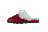 Fur Slippers for Women Red, Genuine Leather, Sheepskin