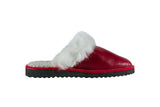 Fur Slippers for Women Red, Genuine Leather, Sheepskin