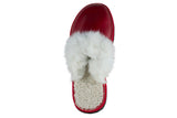 Fur Slippers for Women Red, Genuine Leather, Sheepskin