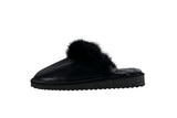 Fur Slippers for Women Black, Genuine Leather, Sheepskin