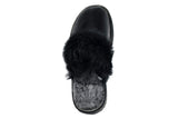 Fur Slippers for Women Black, Genuine Leather, Sheepskin