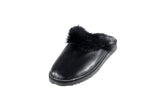 Fur Slippers for Women Black, Genuine Leather, Sheepskin