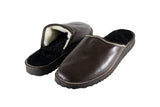 Fur Slippers for Men Brown, Genuine Leather, Sheepskin