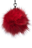 Red Real Fox Fur Pom Pom Keychain - Handmade Fur Ball Keyrings For Car or House Keys & Bags | Women Accessories For Birthdays Gift