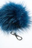 Blue Real Fox Fur Pom Pom Keychain - Handmade Fur Ball Keyrings For Car or House Keys & Bags | Women Accessories For Birthdays Gift