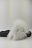 Fur slides, fur slippers, fox fur slides, fluffy slides