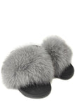 Fur slides, fur slippers, fox fur slides, fluffy slides