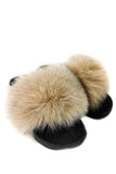 Fur slides, fur slides for women, fox fur slides, Fur keychain FREE Gift