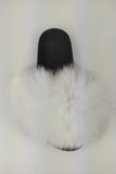 Fur slides, fur slippers, fox fur slides, fluffy slides