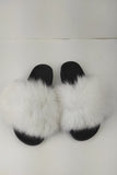 Fur slides, fur slippers, fox fur slides, fluffy slides