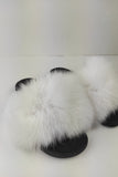 Fur slides, fur slippers, fox fur slides, fluffy slides