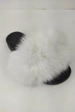 Fur slides, fur slippers, fox fur slides, fluffy slides