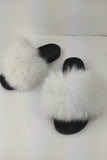 Fur slides, fur slippers, fox fur slides, fluffy slides