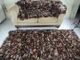 Real Crystal Fox Fur Blanket Throw • Housewarming Gift Sofa Cover n Bedspread •  Handmade Genuine Fur