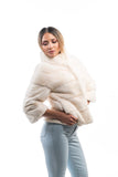 Real Mink Fur White Thick Coat - Handmade Warm & Comfortable Genuine Fur Long Sleeves Jackets | Women's Winter or Autumn Clothing Attire