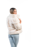 Real Mink Fur White Thick Coat - Handmade Warm & Comfortable Genuine Fur Long Sleeves Jackets | Women's Winter or Autumn Clothing Attire