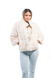 Real Mink Fur White Thick Coat - Handmade Warm & Comfortable Genuine Fur Long Sleeves Jackets | Women's Winter or Autumn Clothing Attire