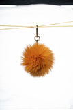 Orange Real Fox Fur Pom Pom Keychain - Handmade Fur Ball Keyrings For Car or House Keys & Bags | Women Accessories For Birthdays Gift