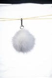 White Real Fox Fur Pom Pom Keychain - Handmade Fur Ball Keyrings For Car or House Keys & Bags | Women Accessories For Birthdays Gift