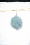 Blue Real Fox Fur Pom Pom Keychain - Handmade Fur Ball Keyrings For Car or House Keys & Bags | Women Accessories For Birthdays Gift