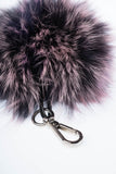 Two Colour Real Fox Fur Pom Pom Keychain - Handmade Fur Ball Keyrings For Car or House Keys & Bags | Women Accessories For Birthdays Gift