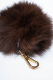 Fur Keychain Pom Pom| Real fox fur | Handmade Dark Brown